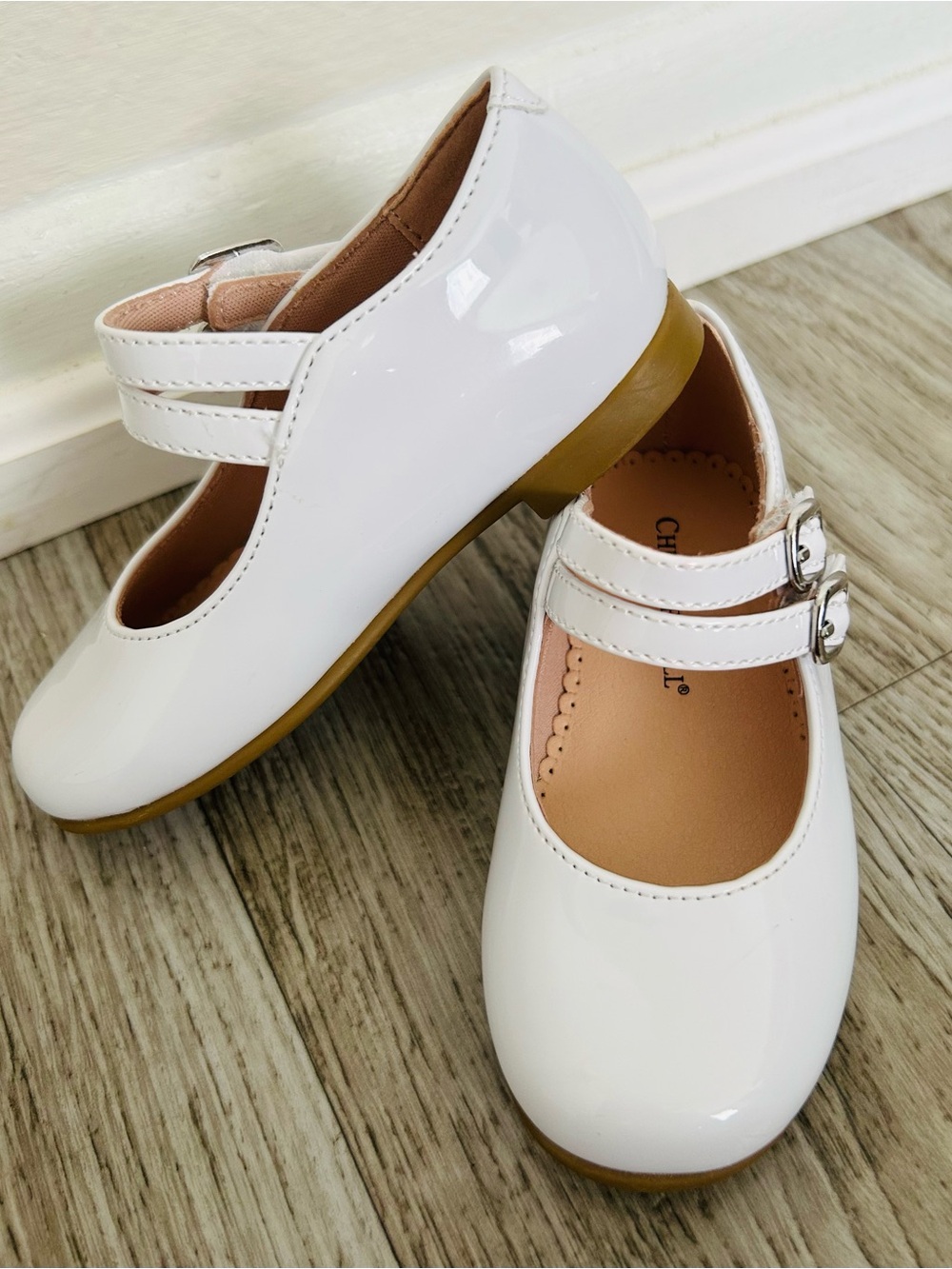 White  Kids Shoes Christie & Jill with Double Strap 6M